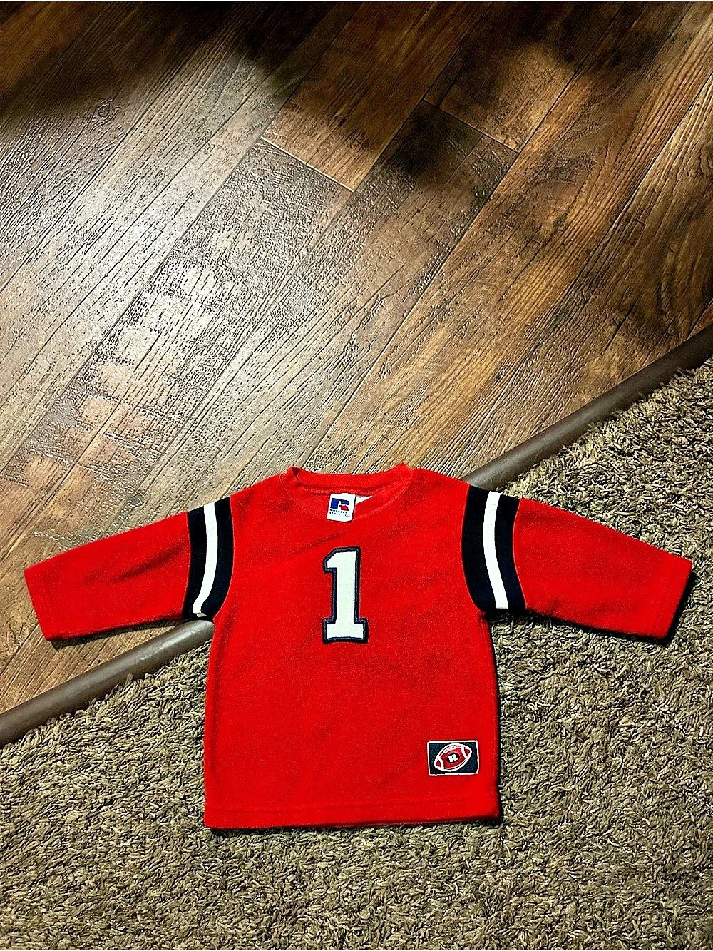 Boys’ 2T Russell Athletic Fleece Crewneck Football Jersey Number 1